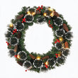 Couronne de Noël lumineuse LED pommes de pin et baies rouges, 45 à 66 cm
