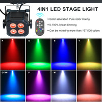 Projecteur PAR LED carré RGBW, lot de 8, télécommande et DMX