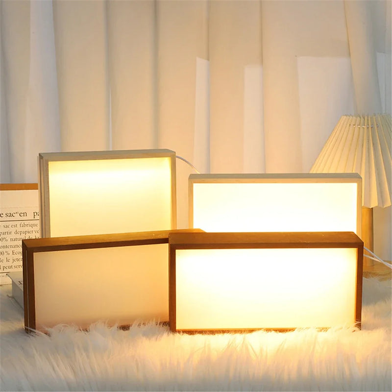 Cadre lumineux LED en bois vierge à personnaliser, carré ou rectangle