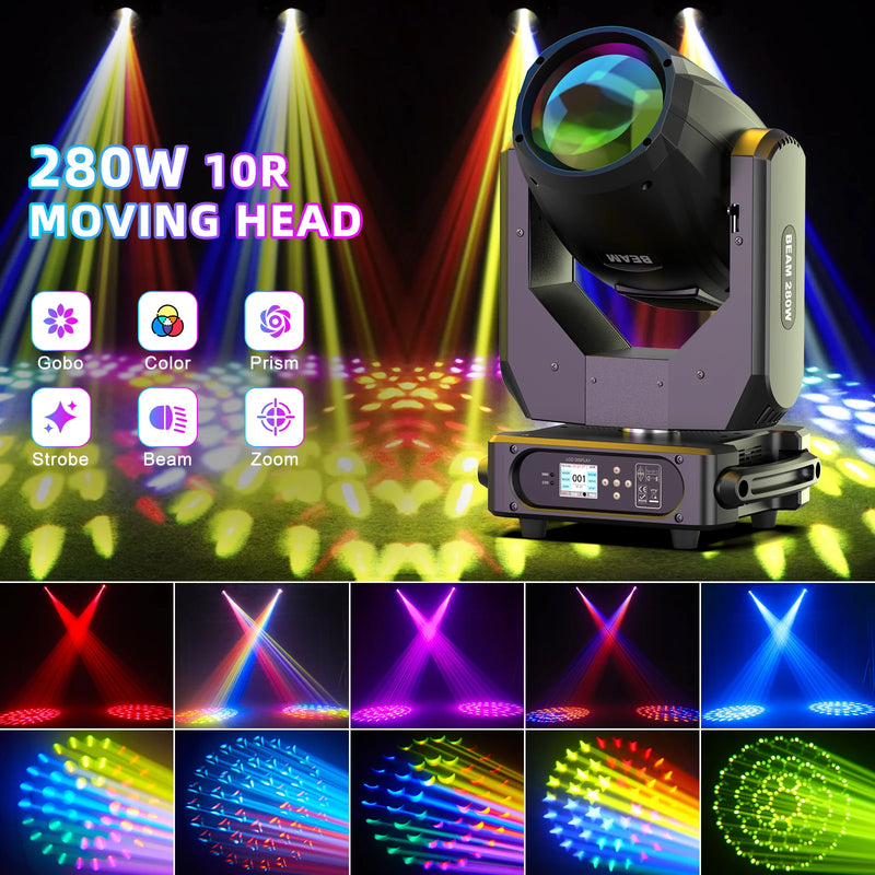 Lyre beam 280 W 10R DMX avec 14 gobos et 2 prismes