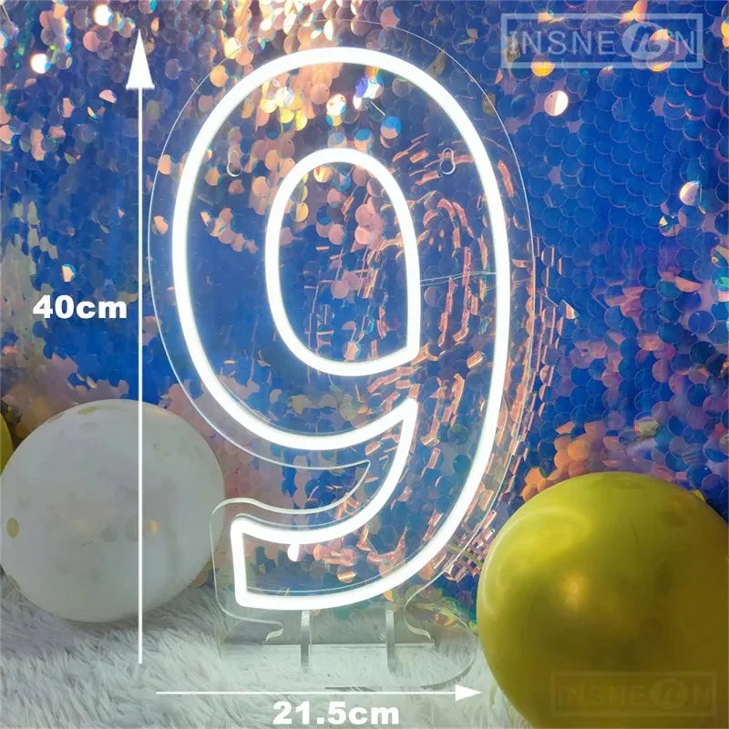 Néon LED chiffre d'anniversaire 40 cm, USB avec interrupteur