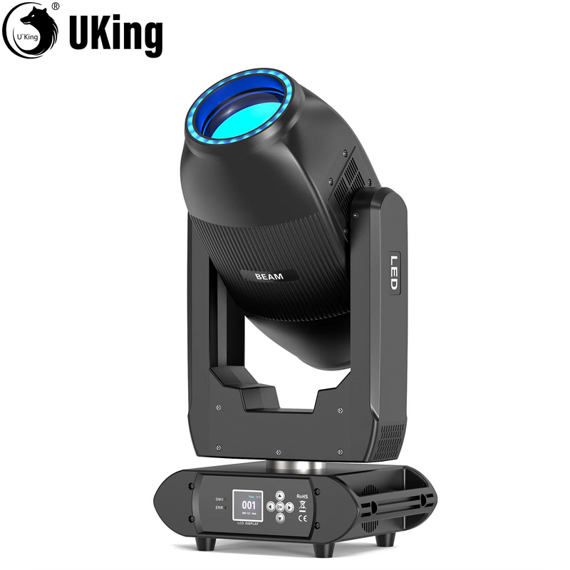 Lyre LED double tête 2 x 100 W à halo RGB, 18 gobos, prisme 18 facettes, DMX 33 canaux