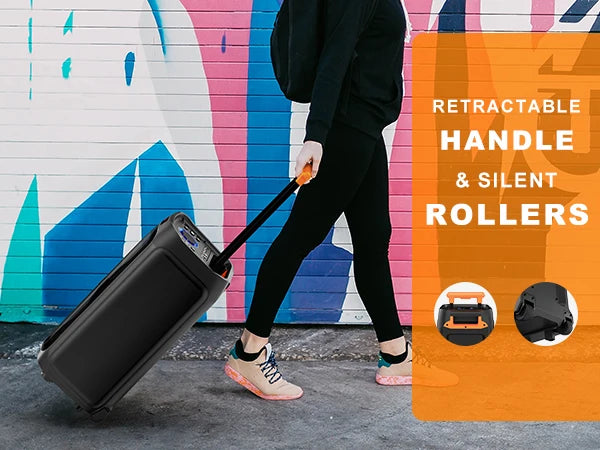 Machine karaoké Bluetooth – poignée télescopique et roulettes, machine tirée dans la rue
