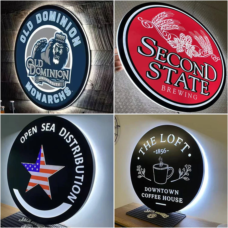 Caisson lumineux rond ou carré à logo personnalisé, 20 à 70 cm