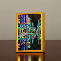 Cadre lumineux peinture LED de Tokyo, bois, USB, 23 x 17 ou 31 x 22 cm