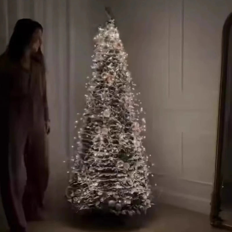 Sapin de Noël pliable pré-décoré lumineux – sapin entièrement déployé avec guirlandes lumineuses