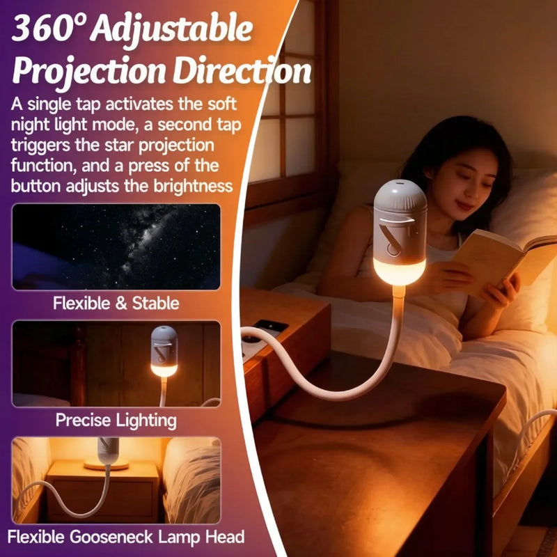 Mini projecteur d'étoiles USB à tiroir – orientation à 360° de la lampe pour la lecture au lit