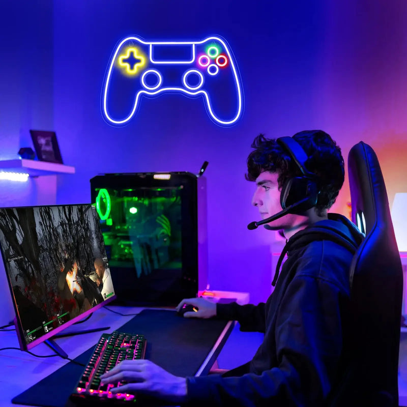 Néon gaming LED manette de jeu pour chambre de gamer, 9 modèles