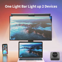 Barre lumineuse écran PC 44 ou 55 cm – une barre pour éclairer deux appareils : écran et ordinateur portable