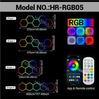 Éclairage LED hexagonal RGB pour garage, de 1 à 11 hexagones, application et télécommande