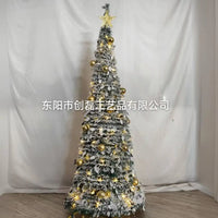 Sapin lumineux pliant floqué neige, pré-décoré, 120 à 210 cm