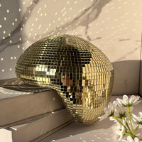 Boule à facettes déco à poser, demi-boule fondue en miroir, 20 cm