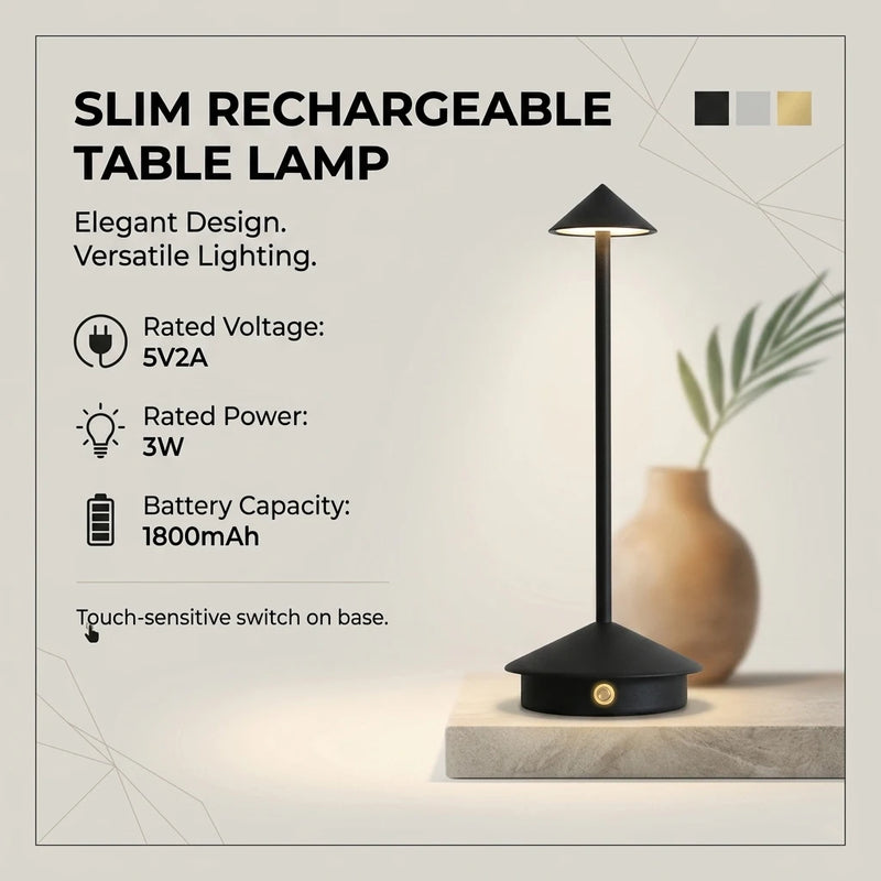 Lampe de table sans fil à chapeau conique – vue 17