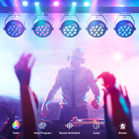 Uplight sans fil rechargeable, lot de 4 mini PAR LED RGB avec télécommande
