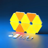 Panneaux LED muraux triangulaires RGB avec application et télécommande, de 1 à 16 panneaux