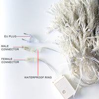 Rideau lumineux stalactites LED blanc chaud, 8 modes, 3 à 12 m