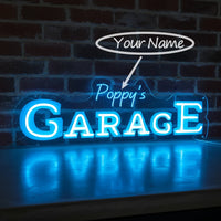 Enseigne néon Garage avec nom personnalisé, 40 à 100 cm