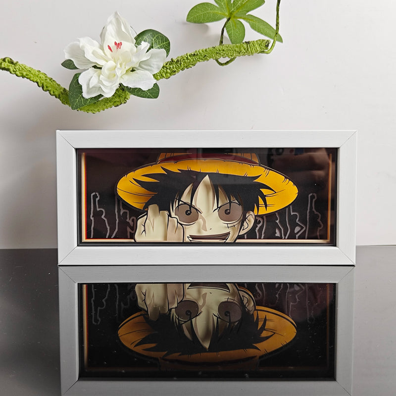 Tableau lumineux LED manga – Luffy, cadre éteint