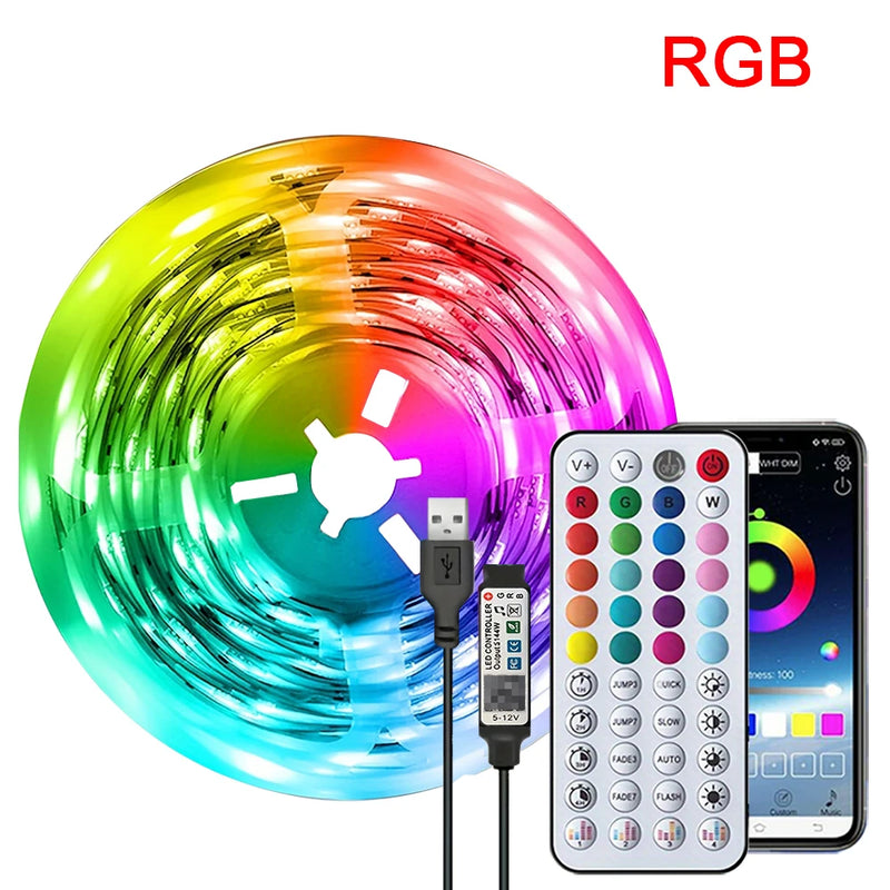 Bande LED RGB USB avec télécommande et application pour TV, 0,5 à 30 m