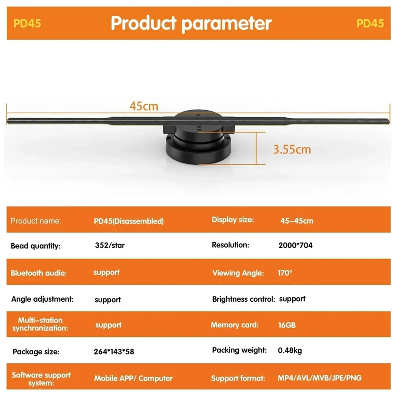 Ventilateur holographique 3D – modèle 45 cm