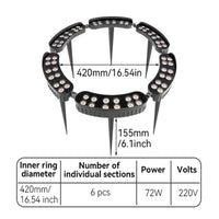 Spot arbre extérieur LED – anneau de 6 modules, diamètre intérieur 42 cm, 72 W