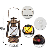 Lanterne LED rétro – dimensions, anse, câble USB et interrupteur