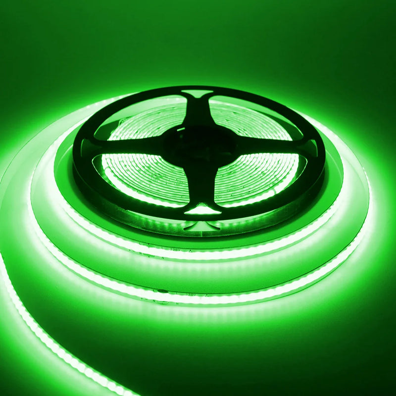 Bande LED COB 220 V – rouleau allumé en vert
