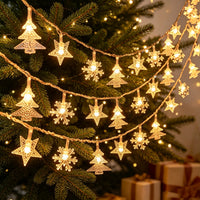 Guirlande lumineuse extérieur Noël à motifs étoiles et flocons, 12 à 52 m