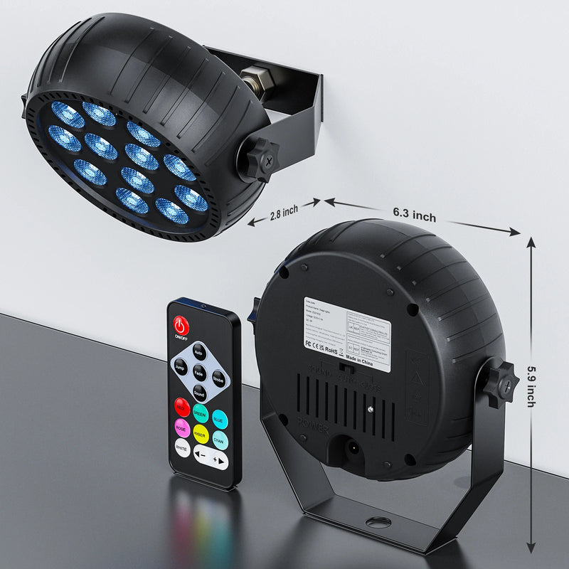 Uplight sans fil rechargeable, lot de 4 mini PAR LED RGB avec télécommande