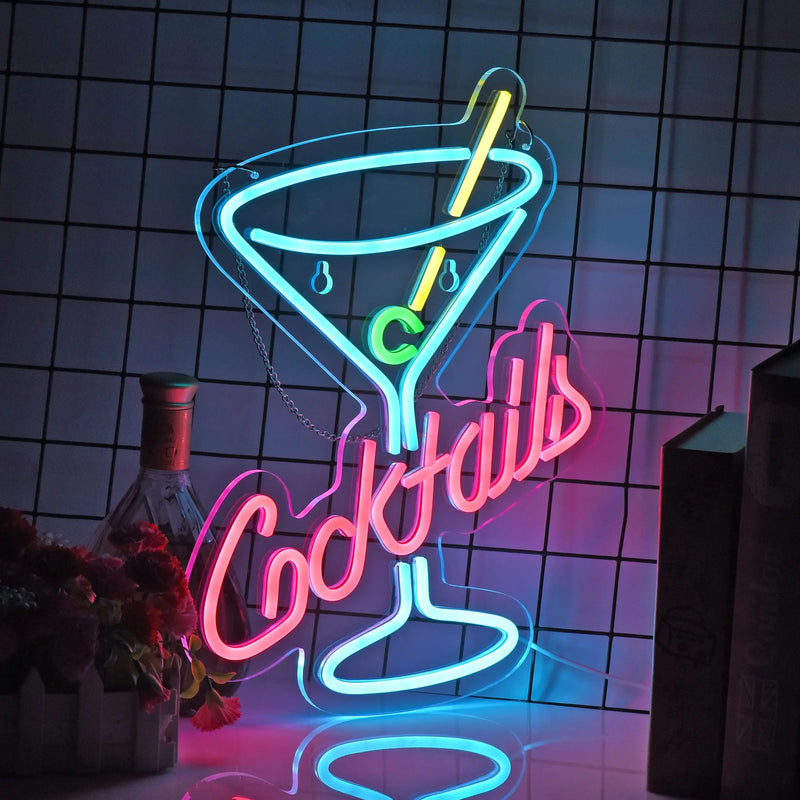 Néon bar LED cocktails, 5 modèles de 40 cm, USB