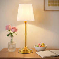 Lampe de table sans fil rechargeable, abat-jour tissu, 38 ou 40,5 cm