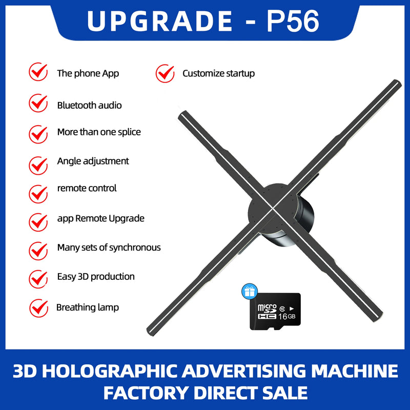 Ventilateur holographique 3D LED 42 à 65 cm, 1 ou 3 écrans, WiFi et application