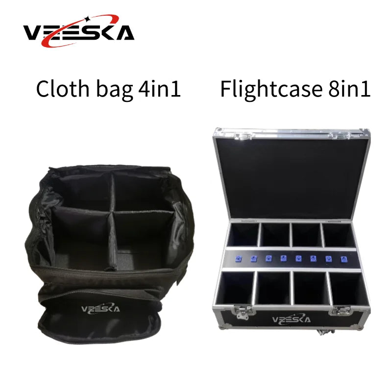 Uplight sans fil 6 x 15 W – sac de transport en tissu à 4 compartiments et flight case à 8 emplacements