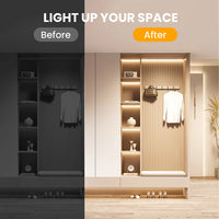Ruban LED COB à rangées – dressing avant et après installation