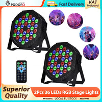 PAR LED 36 W RGB – lot de 2 projecteurs avec télécommande, visuel de présentation