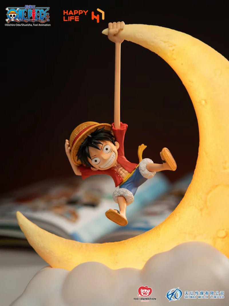 Lampe lune Luffy – vue de face, lune et nuage allumés