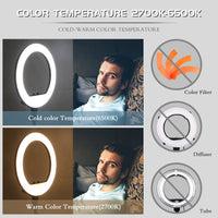 Ring light LED 45-48 cm, trépied au choix, 3 supports téléphone