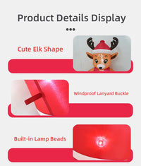 Renne lumineux gonflable en robe rouge – détails du renne : forme, boucle de fixation et LED intégrées