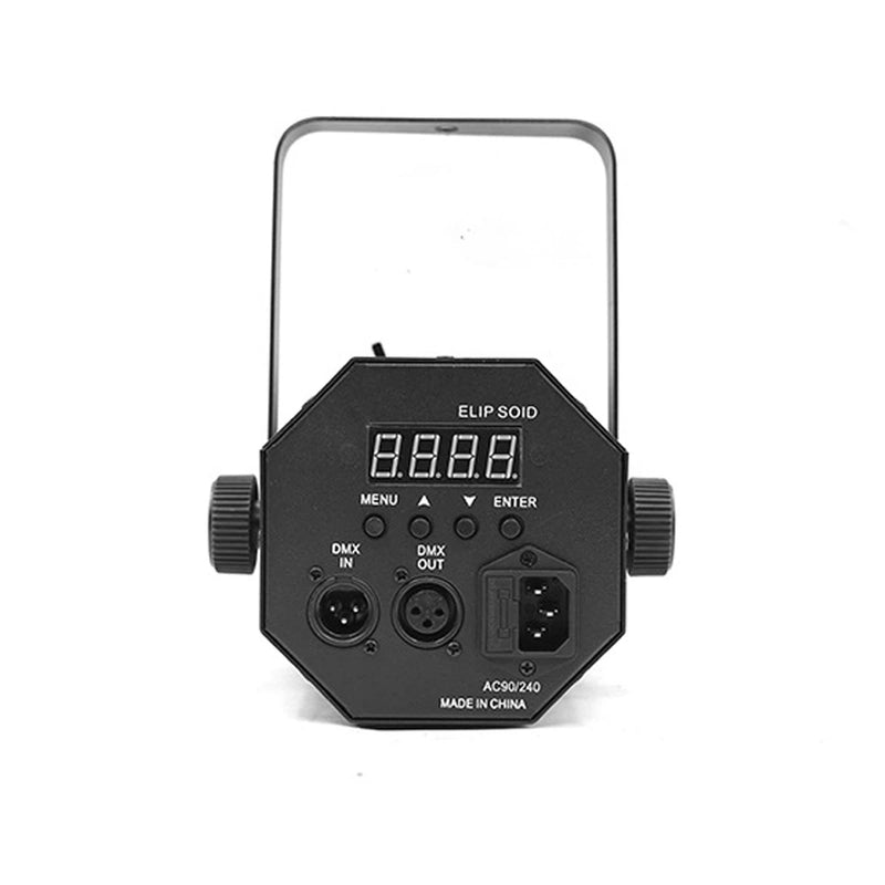 Projecteur de découpe LED à zoom – face arrière avec afficheur, connecteurs DMX et alimentation