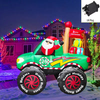Décoration de Noël extérieure gonflable lumineuse : traîneau, train, tracteur ou camion