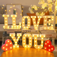 Lettre lumineuse LED 16 cm à piles, A à Z, esperluette et cœur rouge