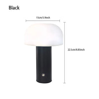 Lampe champignon sans fil – version noire, dimensions 15 x 22,5 cm