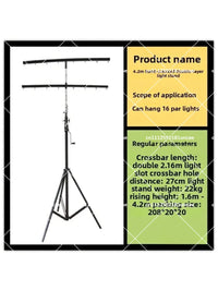 Pied d'éclairage PAR 3 m – tableau des caractéristiques d'un modèle à double barre, deuxième vue