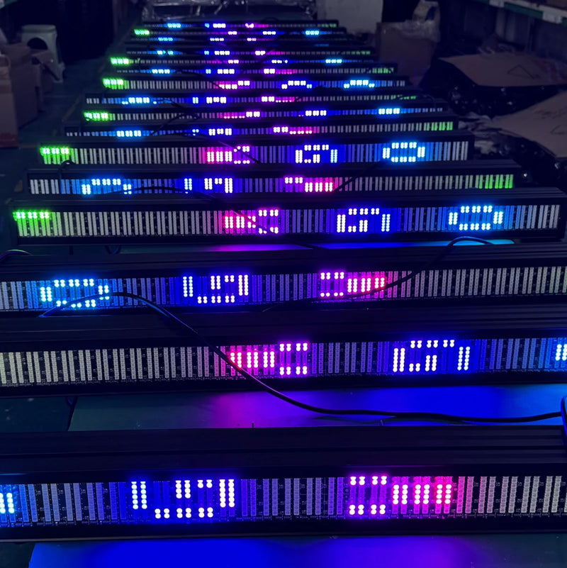 Barre LED stroboscope pixel – rangée de barres affichant chiffres et lettres