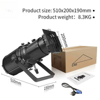 Lot de 2 projecteurs de découpe LED 200 W, blanc chaud et froid, zoom, DMX