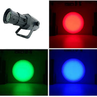 Projecteur de découpe LED à zoom – disques de lumière rouge, verte et bleue