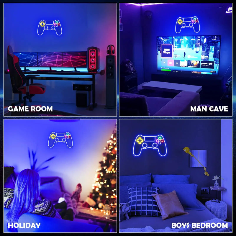 Néon gaming LED manette de jeu pour chambre de gamer, 9 modèles