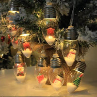 Guirlande sapin lumineuse boules à neige – ampoules à figurines accrochées dans un sapin