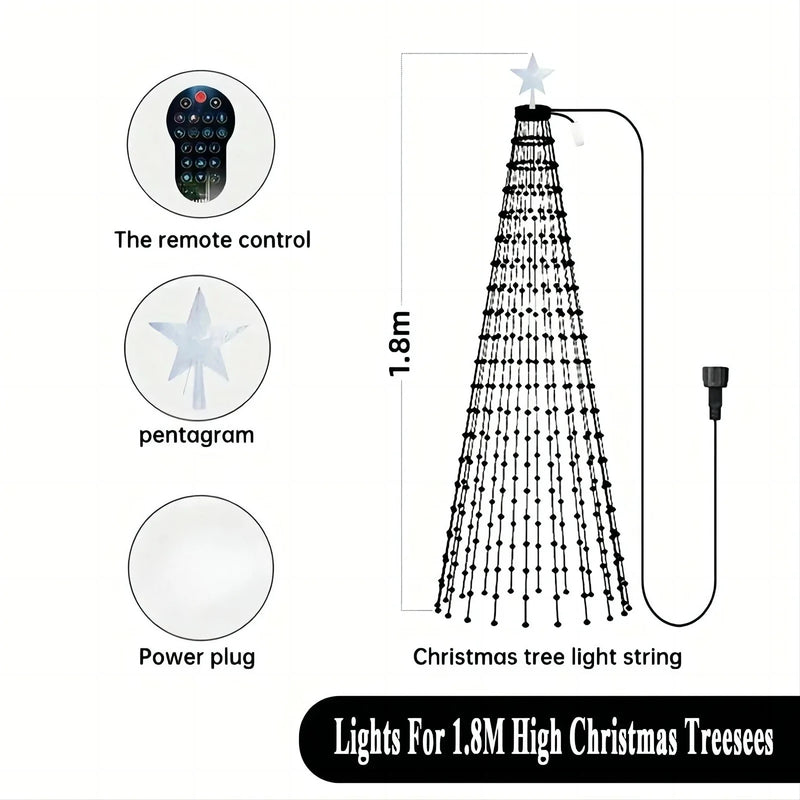 Guirlande sapin lumineuse en cascade RGB, application et télécommande, 1,5 à 2,1 m