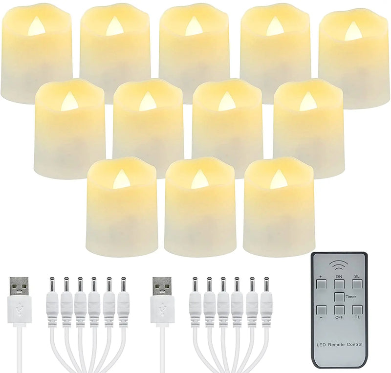 Bougies LED rechargeables à télécommande et minuterie, lot de 6 à 18